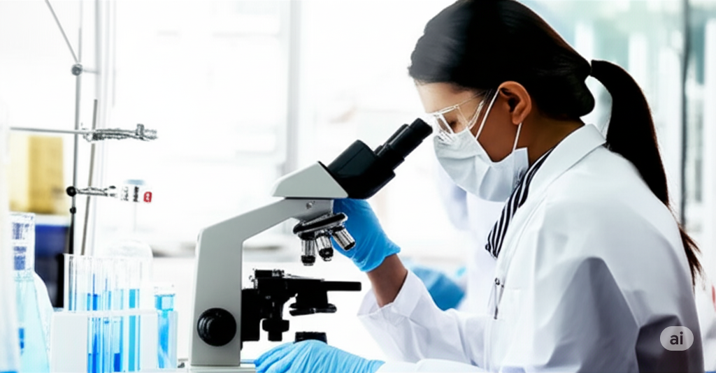 Cientista analisando fórmula no laboratório